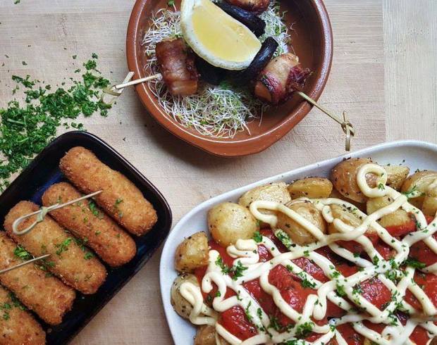 La rambla is a popular tourist spot. La Rambla Tapas Bar